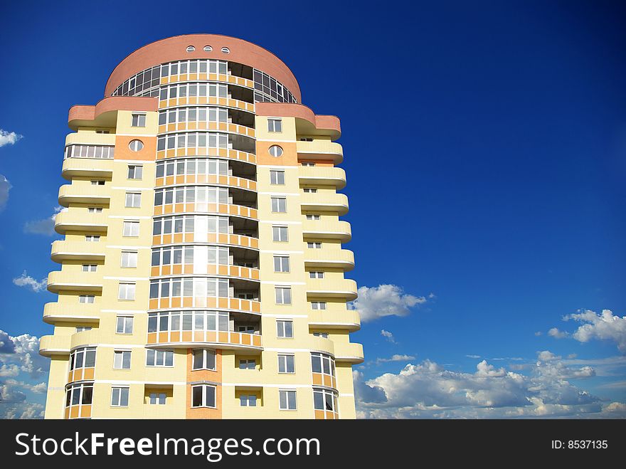 A modern apartments building on sky