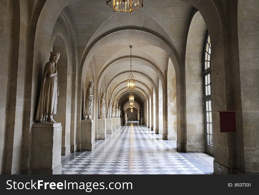 Corridor of classical Building, arch architecture and corridor