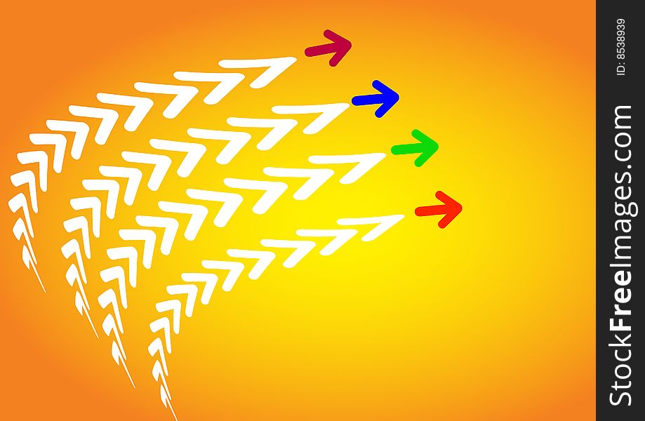 Four arrow with four colour and yellow