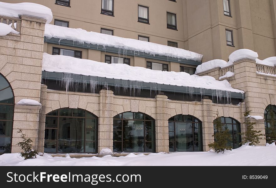 Hotel in the winter , image was taken in Canada