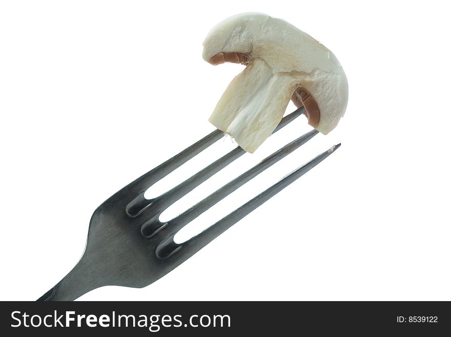 Stock photo: an image of mushroom on the fork