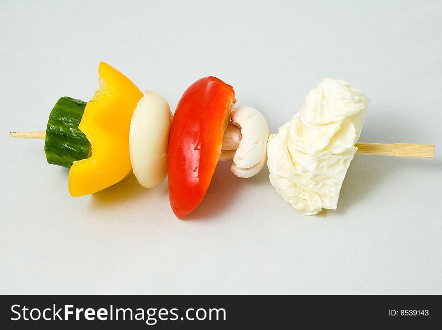 Stock photo: an image of vegetables on the stick. Stock photo: an image of vegetables on the stick