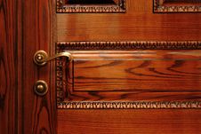 Door Handle On The Wooden Door Royalty Free Stock Photography