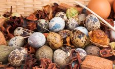 Eggs Display In Straw Basket Stock Photo Eggs Display In Straw Basket Stock Photo
