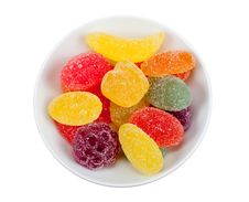 Bowl Of Fruit Candy Isolated Stock Images