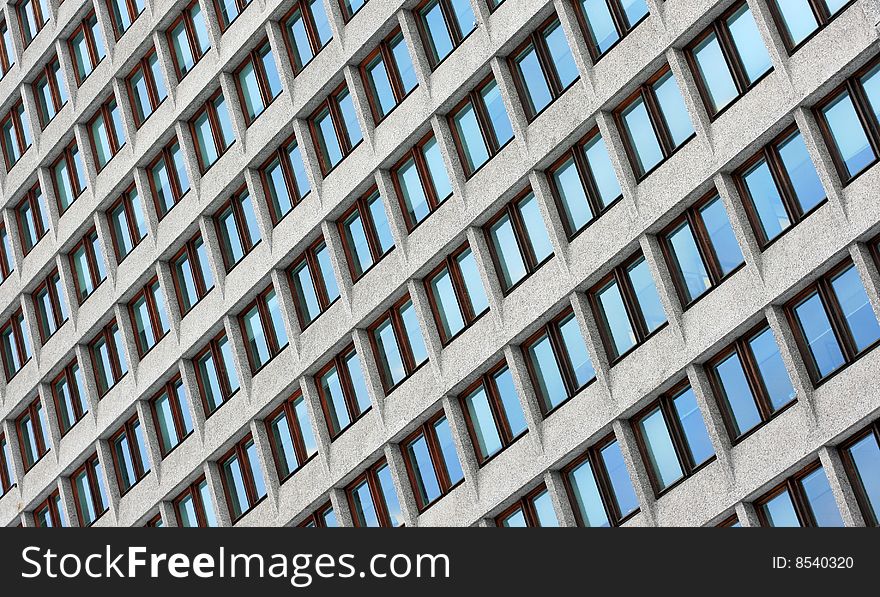 Windows at wall of business center