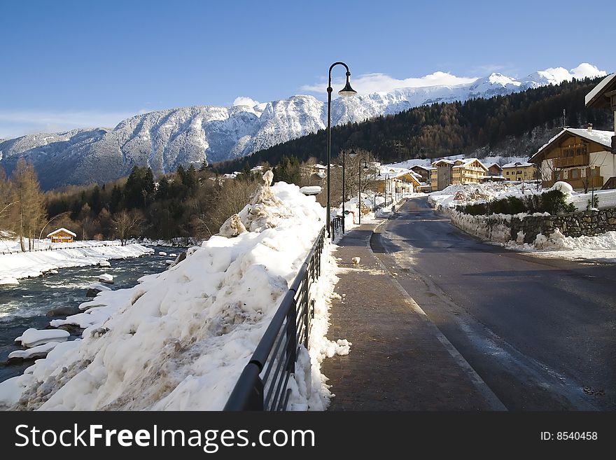 Small town of Commezzadura - italian dolomites. Small town of Commezzadura - italian dolomites