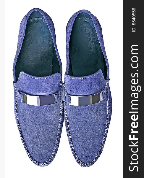 Leather isolated blue man shoes