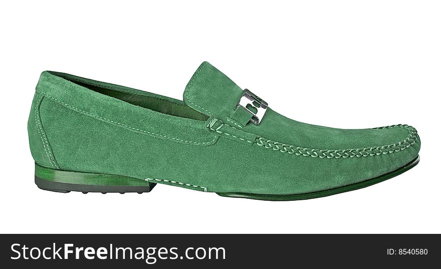 Leather isolated green man shoe