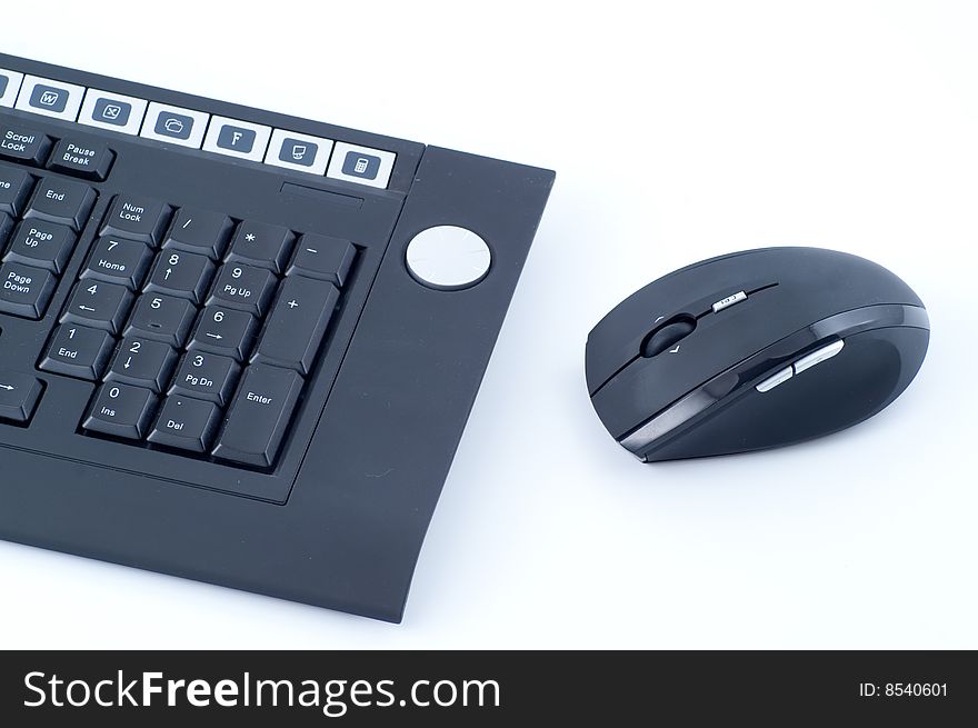 Wireless keyboard with mouse isolated on white