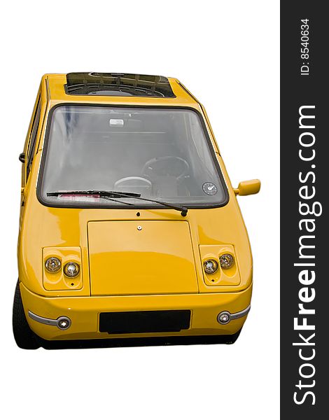 Small isolated yellow car on white. Small isolated yellow car on white