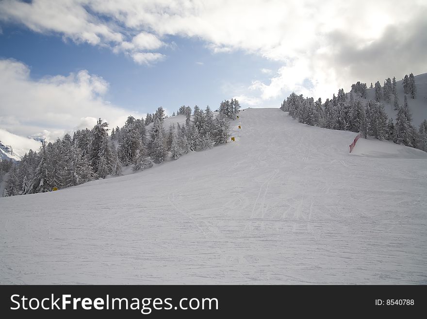 Ski slope - photo taken in italian dolomites. Ski slope - photo taken in italian dolomites