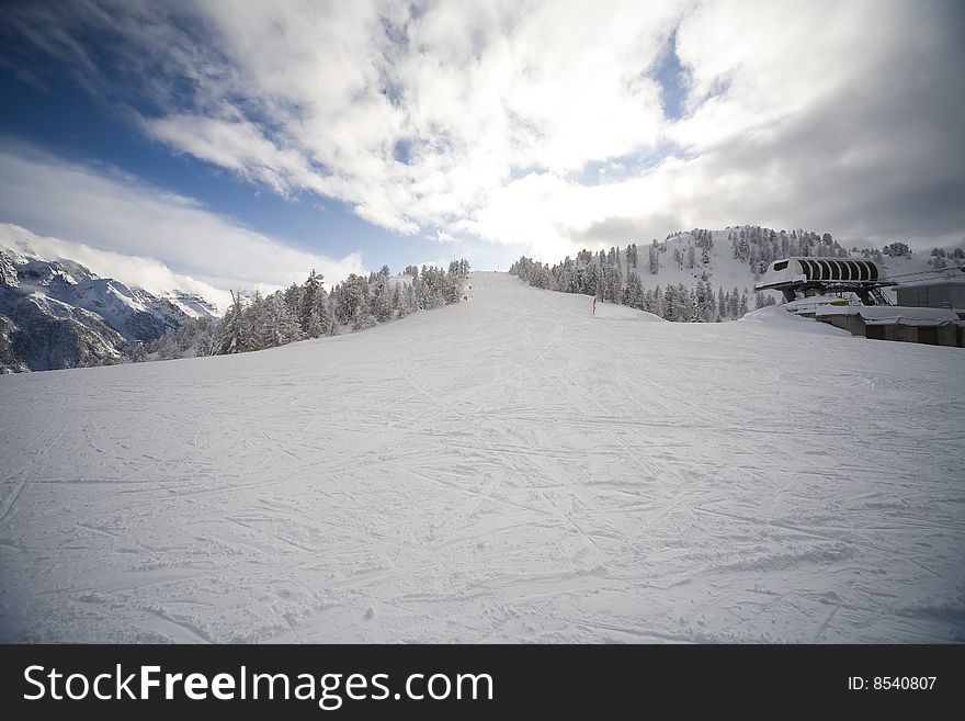 Ski slope - photo taken in italian dolomites. Ski slope - photo taken in italian dolomites