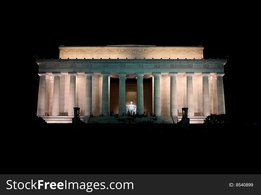 The Lincoln Memorial at night in Washington DC. Long exposure, time lapse. The Lincoln Memorial at night in Washington DC. Long exposure, time lapse.