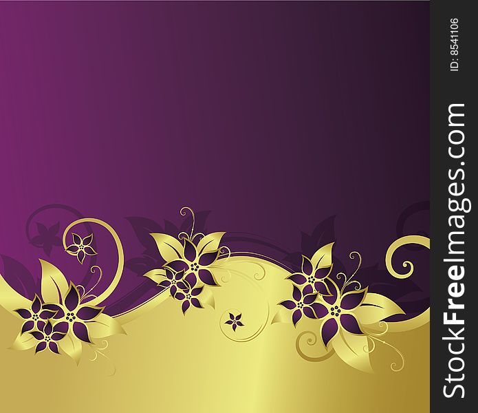 Golden floral background with space for text