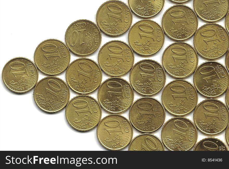 Left arrow of euro coins