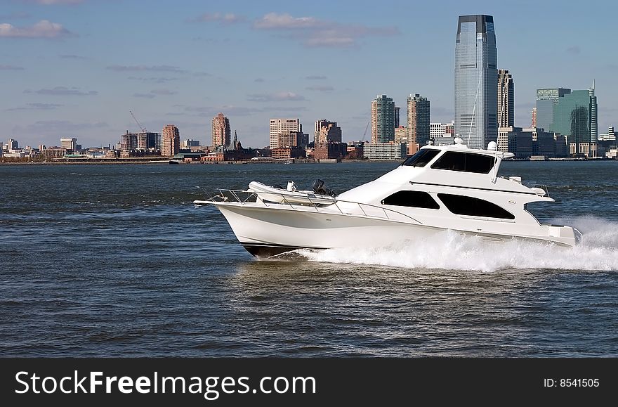 Fancy Yacht cruising near Manhattan. Fancy Yacht cruising near Manhattan