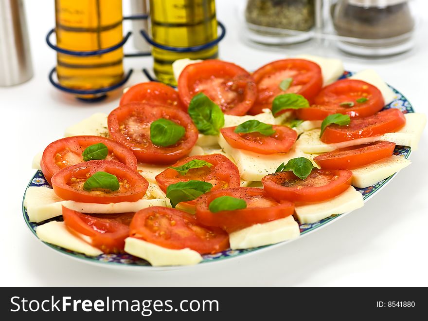 Fresh Salad With Tomato And Mozzarella