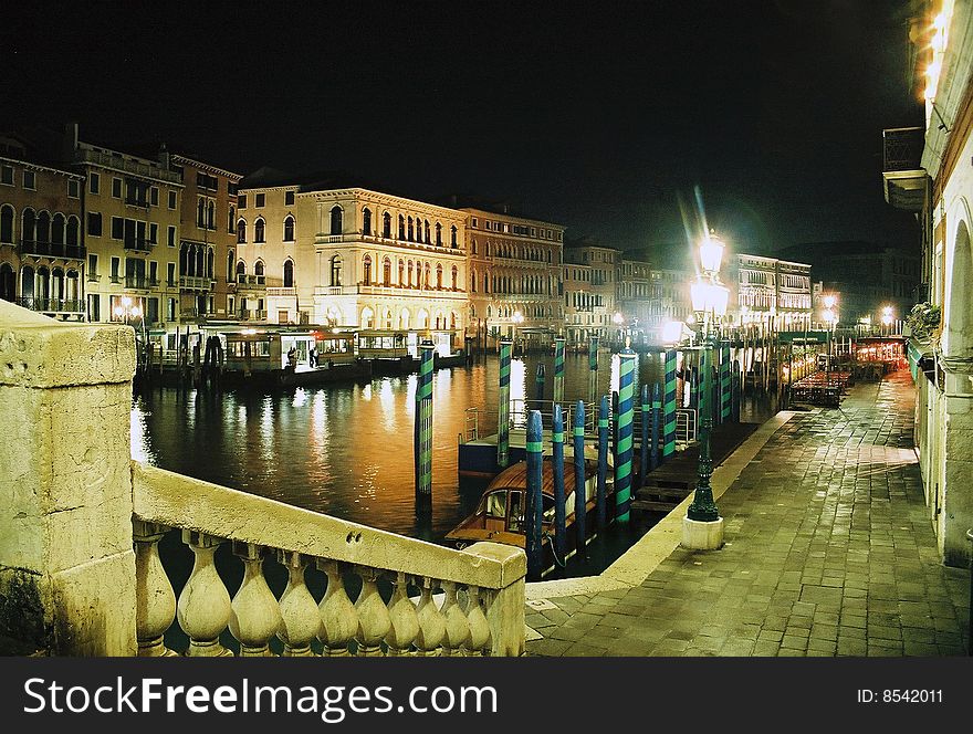 Awesome night sight from the venetian Rialto Bridge. Awesome night sight from the venetian Rialto Bridge