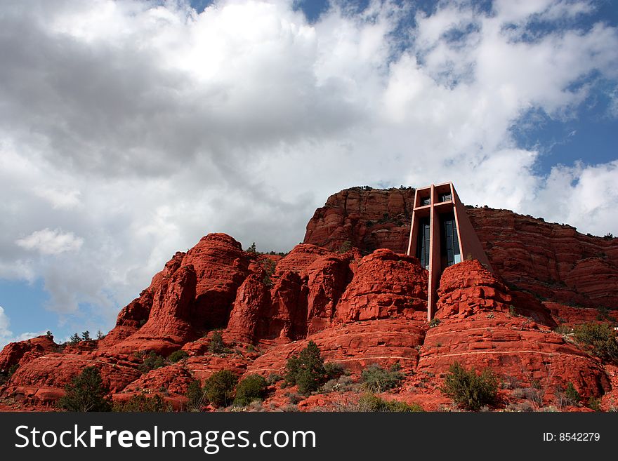 A Catholic shurch, built into a mountain, in Sedona Arizona. A Catholic shurch, built into a mountain, in Sedona Arizona