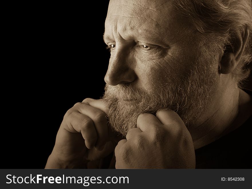 Nice emotional portrait of bearded man contemplating his life. Nice emotional portrait of bearded man contemplating his life