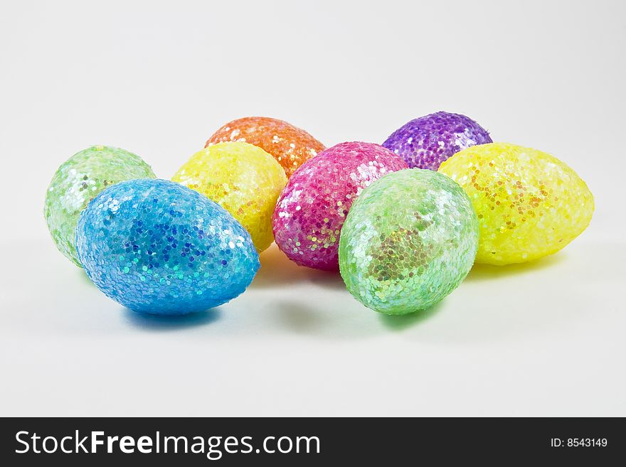 Colorful eggs isolated on white