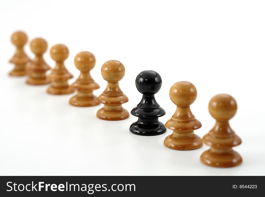 Row of pawns against white background. Row of pawns against white background