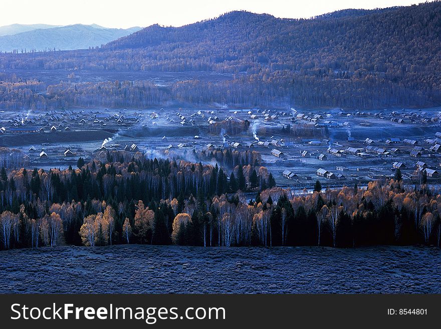 China/Xinjiang: Morning Mist In Hemu Village