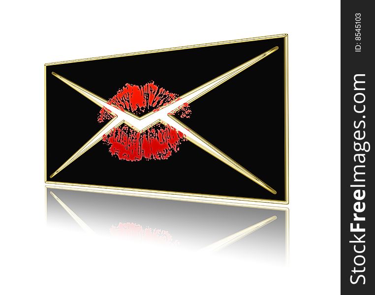 Email on a white background with a symbol of kiss