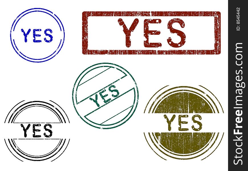 5 Grunge effect Office Stamp with the word YES in a grunge splattered text. (Letters have been uniquely designed and created by hand). 5 Grunge effect Office Stamp with the word YES in a grunge splattered text. (Letters have been uniquely designed and created by hand)