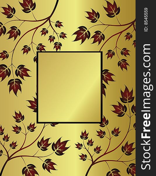 Golden floral frame with leaves