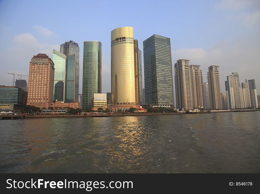 The modern building of the lujiazui financial centre in shanghai china.