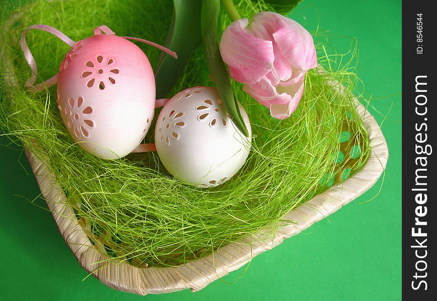 Easter still life,tulip and egg