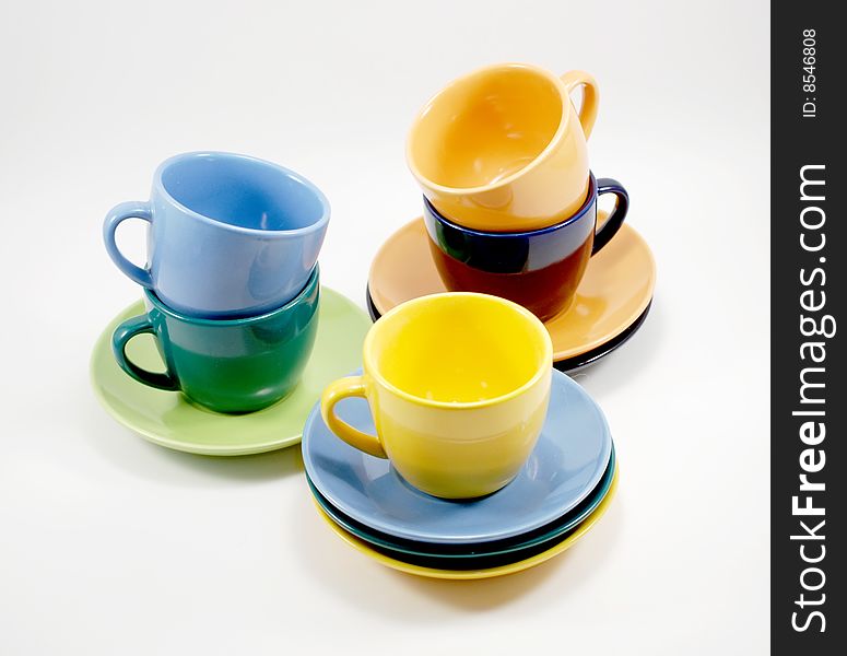 Color cups and saucers