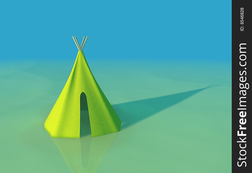 Illustration of a tent on beach