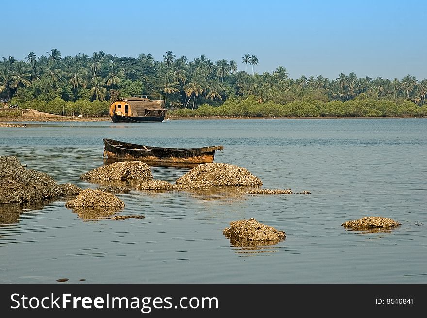 Wiew in Chapora river. Goa. India.