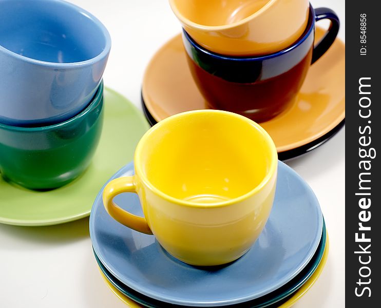 Color cups and saucers