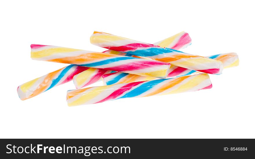 Colored candy sticks isolated on a white background