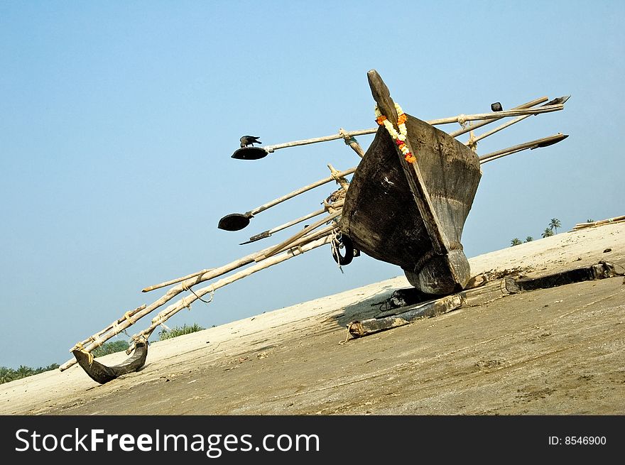 Typical indian fishing boat in India