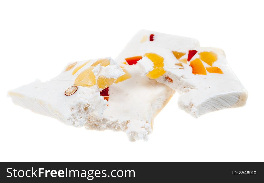 Delicious nougat isolated on a white background