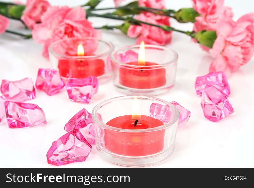 Pink Carnations And Candles