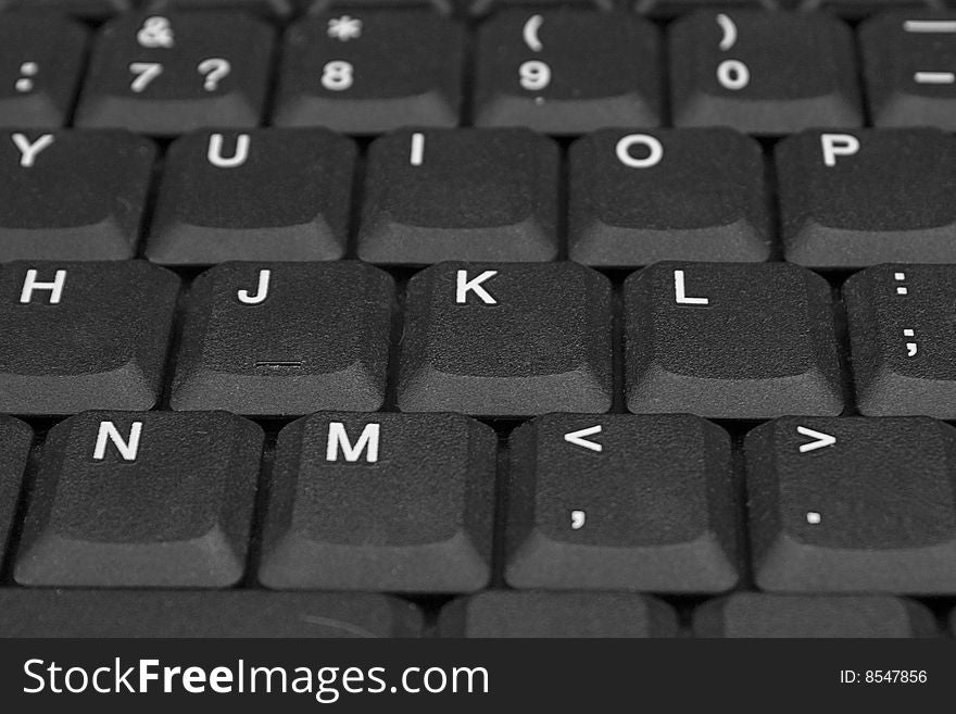 Black keys of the computer keyboard, photo close up