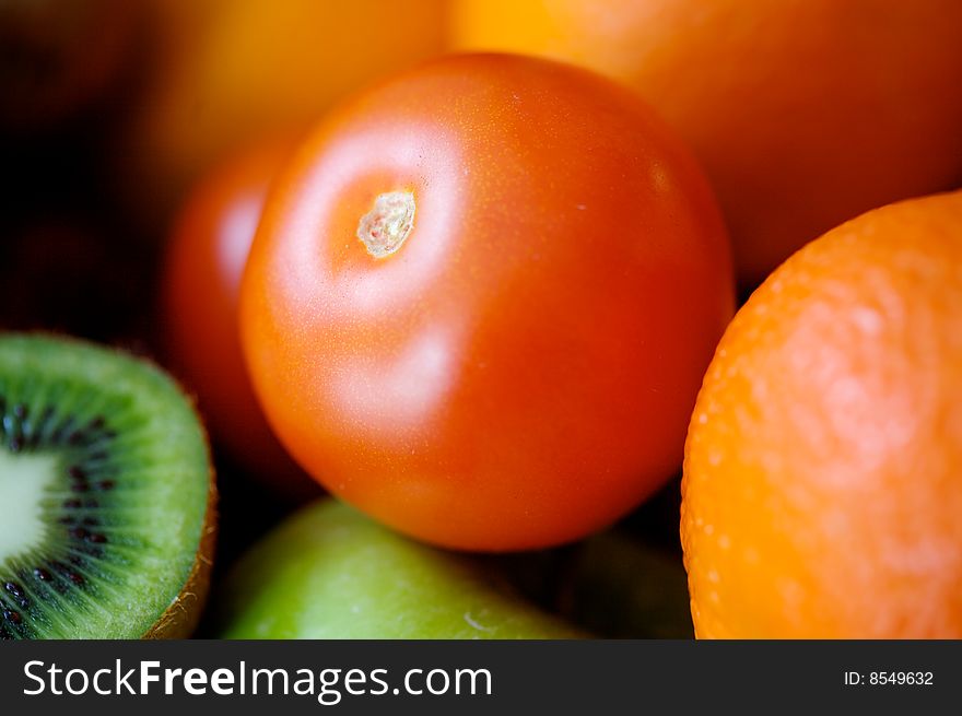 Freshy tomato macro close up very close