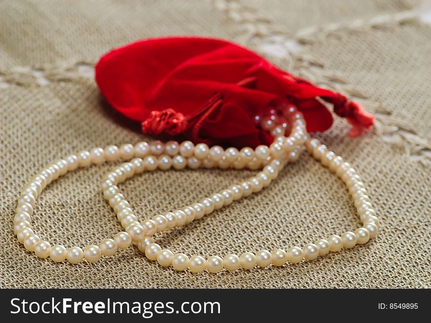 Pearls  Necklace And Pocket