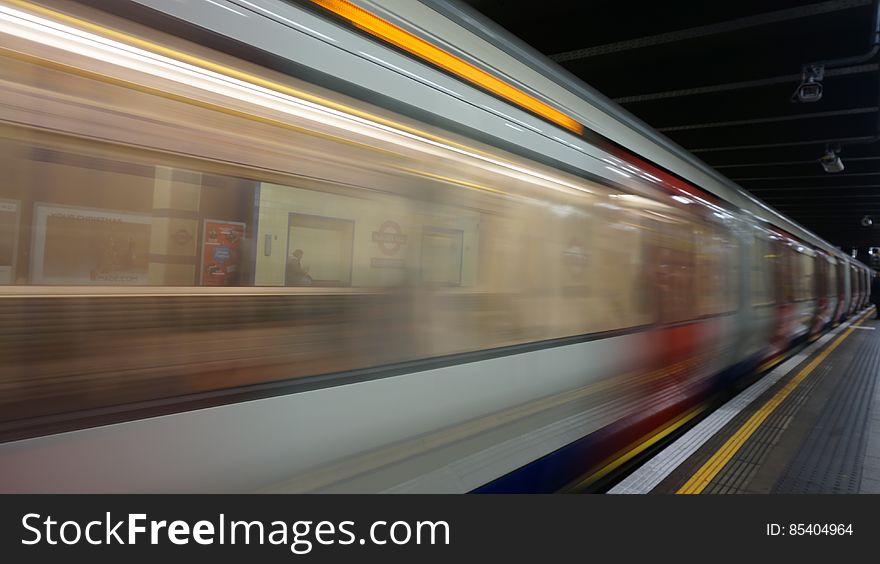 Blurred Motion of Train at Railroad Station