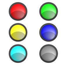 Six Multi-coloured Buttons Stock Images Six Multi-coloured Buttons Stock Images