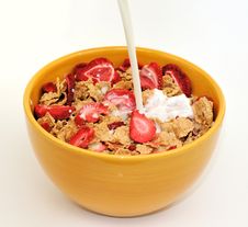 Milk Poured In A Cereal Bowl Stock Photo Milk Poured In A Cereal Bowl Stock Photo