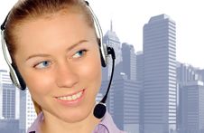 Woman Wearing Headset In Office;could Be Reception Royalty Free Stock Photo Woman Wearing Headset In Office;could Be Reception Royalty Free Stock Photo