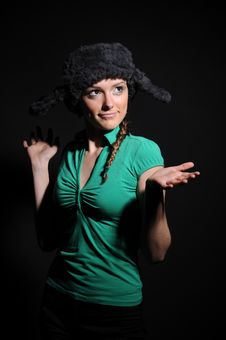 Woman In A Fancy Russian Hat Royalty Free Stock Photography Woman In A Fancy Russian Hat Royalty Free Stock Photography