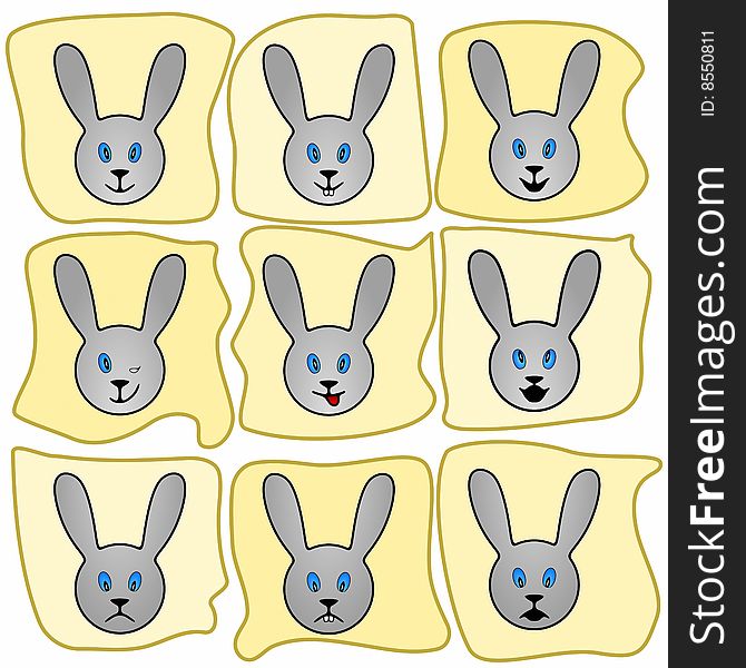 Vector illustration of Bunny Smileys